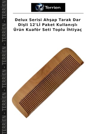 Delux Serisi Ahşap Tarak Dar Dişli 12'Lİ Paket Kullanışlı Ürün Kuaför Seti Toplu İhtiyaç