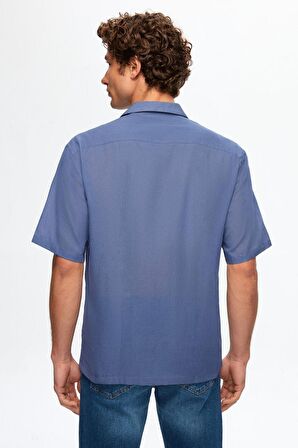 Ds Damat Relaxed İndigo Düz %100 Pamuk Gömlek 0HC02ORT02313 0HC02ORT02313