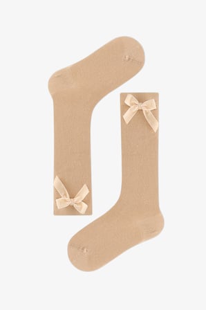 Kız Çocuk Brown Ribbon Pantolon Çorabı