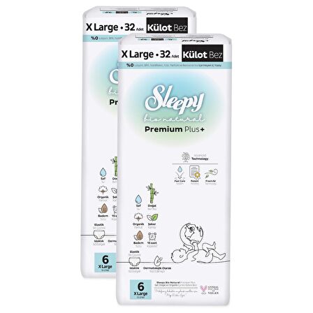 Sleepy Bio Natural Premium Plus Süper Paket Külot Bez 6 Numara Xlarge 64 Adet