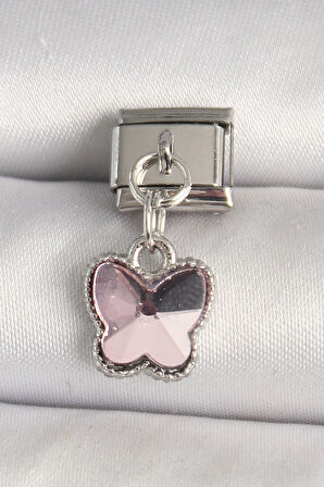 316L Çelik Gümüş Renk Kelebek Model Nomination Charm