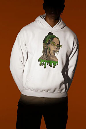 Tasarım Billie Eilish Baskılı Unisex Oversize Şarkıcı Hoodie