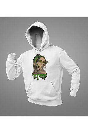 Tasarım Billie Eilish Baskılı Unisex Oversize Şarkıcı Hoodie