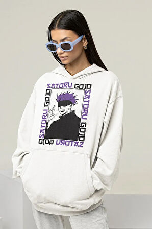 Gojo Satoru Baskılı Unisex Oversize Anime Hoodie