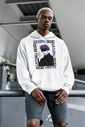 Gojo Satoru Baskılı Unisex Oversize Anime Hoodie