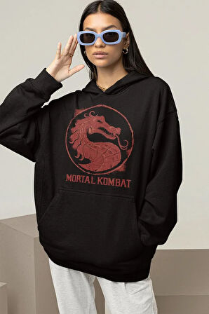 Tasarım Mortal Kombat Baskılı Unisex Oversize Anime Hoodie