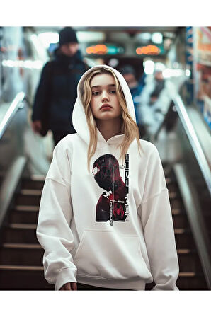 Spider-Man Baskılı Unisex Oversize Marvel Hoodie