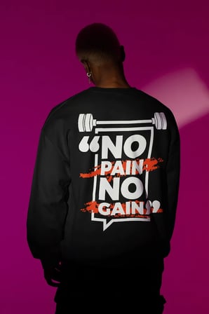 No Pain No Gain Yazılı Unisex Oversize Fitness Gym Sweatshirt