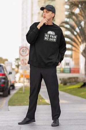 No Pain No Gain Yazılı Unisex Oversize Fitness Gym Sweatshirt