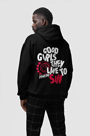 Good Girls Yazılı Blink-182 Baskılı Unisex Oversize Müzik Grubu Hoodie