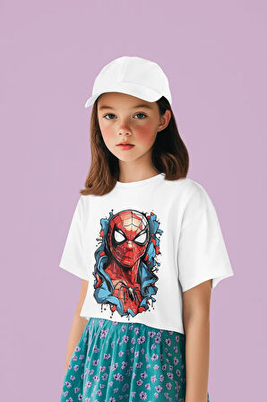 Örümcek Adam Kahraman Baskılı Unisex Spider-Man Film Çocuk Tişört (1-12 Yaş)