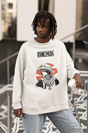 One Piece Baskılı Unisex Oversize Anime Tasarım Sweatshirt