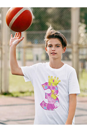 Peppa Pig 3 Yaş Baskılı Unisex Çizgi Film Çocuk Tişört (1-12 Yaş)