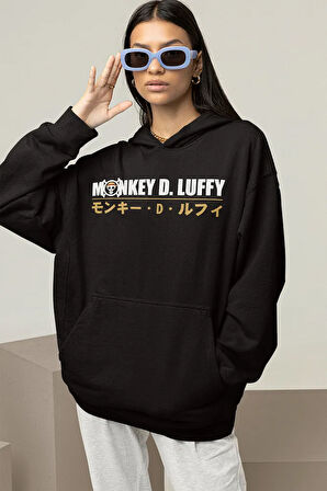 Monkey D. Luffy Baskılı Unisex Oversize Anime Karakter Hoodie