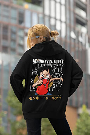 Monkey D. Luffy Baskılı Unisex Oversize Anime Karakter Hoodie