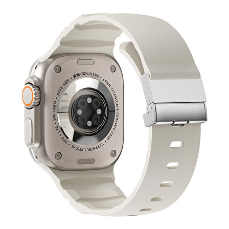 Apple Uyumlu Watch Seri 10-11 (46mm) Kordon 2/3/4/5/6/se/7/8/9 (44-45-49mm) KD-145 Metal Tokalı Silikon Kordon