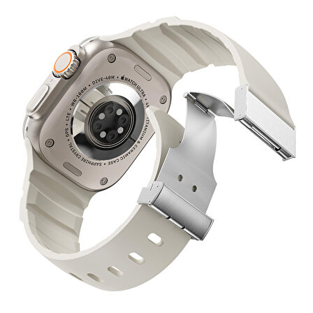 Apple Uyumlu Watch Seri 10-11 (46mm) Kordon 2/3/4/5/6/se/7/8/9 (44-45-49mm) KD-145 Metal Tokalı Silikon Kordon