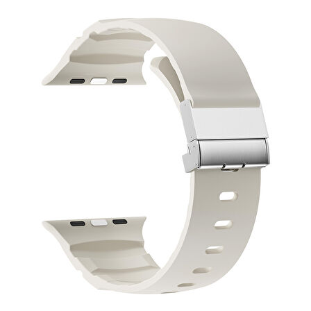 Apple Uyumlu Watch Seri 10-11 (46mm) Kordon 2/3/4/5/6/se/7/8/9 (44-45-49mm) KD-145 Metal Tokalı Silikon Kordon