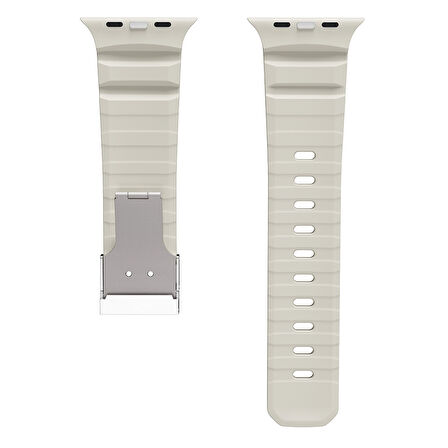 Apple Uyumlu Watch Seri 10-11 (46mm) Kordon 2/3/4/5/6/se/7/8/9 (44-45-49mm) KD-145 Metal Tokalı Silikon Kordon