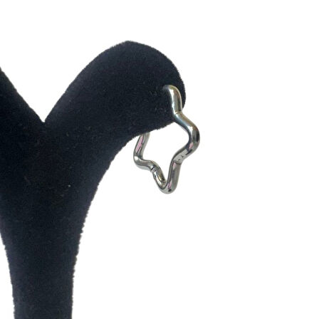 Uretti - Melik 9215 9582 6'lı Gümüş Renkli Yıldız Küpe 3 Çift Kombin Çoklu Küpe