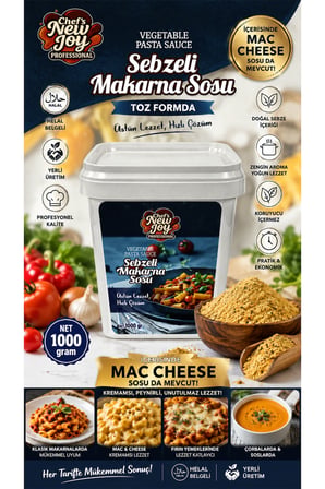 Sebzeli Makarna Sosu 1000 gr Vegetable Pasta Sauce - Helal Belgeli, Yerli Üretim