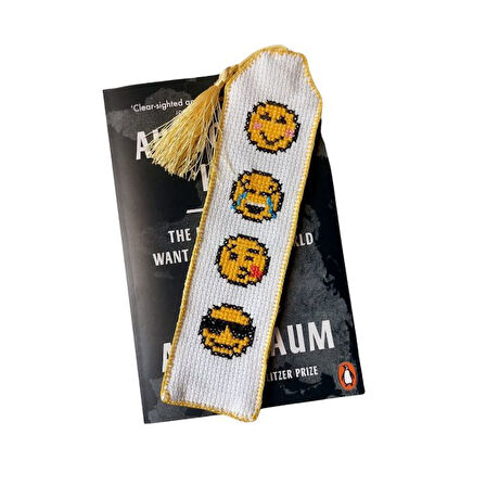 Uretti - Sibel 2453 6623 El Yapımı Eğlenceli Emoji Kanaviçe Kitap Ayracı