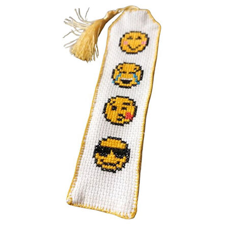 Uretti - Sibel 2453 6623 El Yapımı Eğlenceli Emoji Kanaviçe Kitap Ayracı