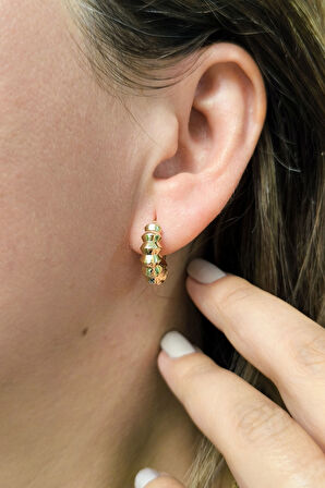 Altın Bombeli Halka Günlük Küpe