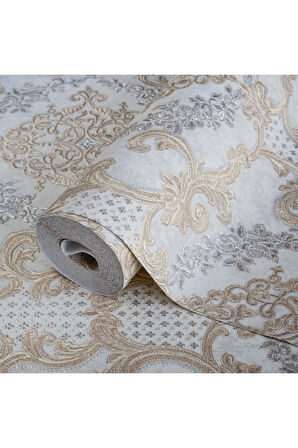 Damask Pattern Wallpaper - Duvar Kağıdı, Krem - Ephes 6802-2, 10,60 M²