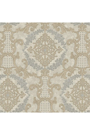 Damask Pattern Duvar Kağıdı (Ephes 6802-3, Altın, Sarı, 1.06x10 m - 10.6 m²)