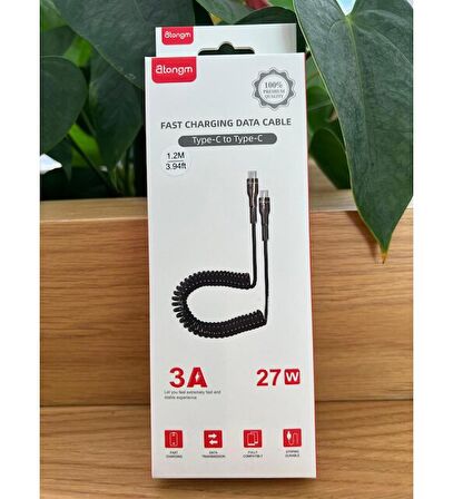 atongm type-c to type-c Kablo 3A/27W uzatma kablosu Hızlı Şarj Kablosu Örgülü Kırılmaz Kablo ( Akıllı Çip Teknolojili )