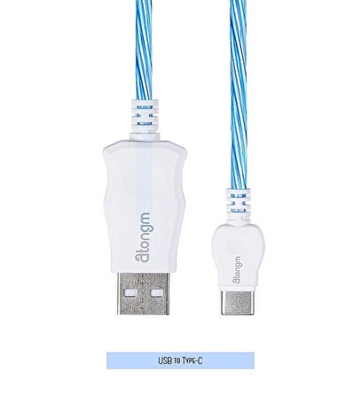 atongm light USB C Tipi Kablo Hızlı Şarj Veri Kablosu Işıklı 3.0/2.0 (1.2M)