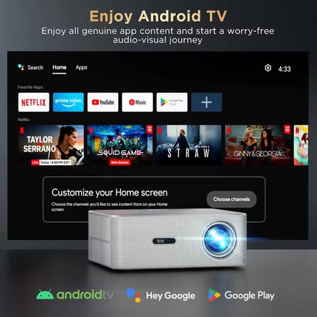 FunFlix P7 Android 4K Destekli LED Full HD Projeksiyon Cihazı, Lisanslı Android TV, Bluetooth, 8W Hoparlör, 7000 lümen
