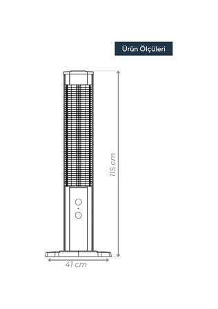 Çift Tüplü Mika Rezistanslı Dikey Kule Isıtıcı 1150 W / 2300 W 2 Güç Seçenekli Ayarlanabilir Sıcaklık Devrilme Emniyetli   Matt Elektronik