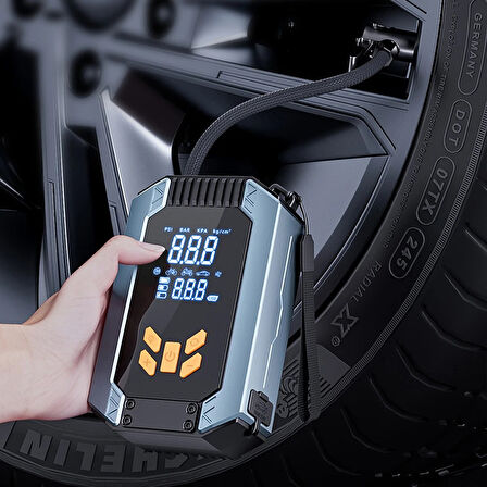 Dijital Kablosuz Usb Type-C 4*1800Mah Göstergeli Oto Lastik Şişirme Hava Pompası