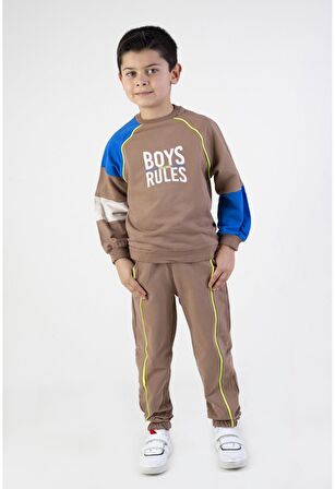 Erkek Çocuk Boys Rules  Baskılı Örme Basic Eşofman Takımı