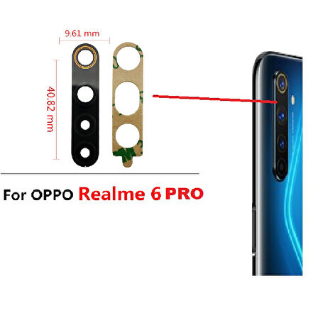 Tkgz Oppo Realme 6 PRO Arka Kamera Camı Lens Yapışkanlı