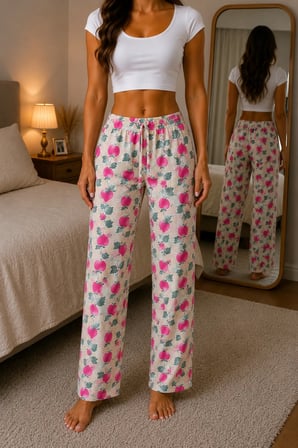 Kadın Pijama Altı Rahat Kesim Yumuşak Dokulu Lastikli Günlük Kullanım