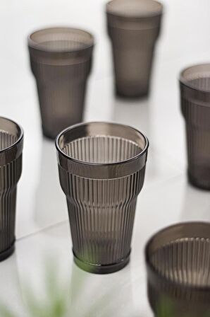 Akrilik Füme Tekli Uzun Bardak & Su Meşrubat Bardağı 400 ml ( Cam Değildir )