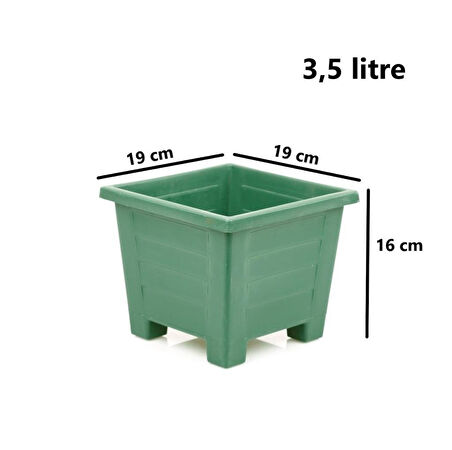 Omnipazar  SY-5845 Dekoratif Plastik Kare Ayaklı Saksı 3,5 Litre No 2