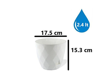Omnipazar KRS-453 Yakamoz Tabaklı Plastik Saksı Takımı 2.4 lt Beyaz 6 Adet