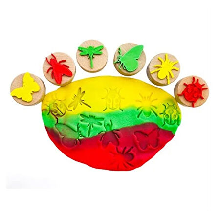 ChildGen Play Dough Ahşap Damga Seti 6lı Böcekler
