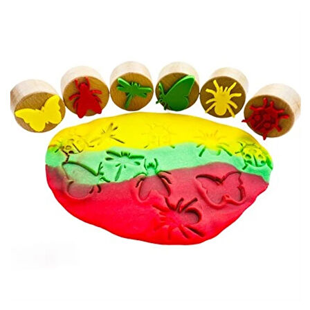 ChildGen Play Dough Ahşap Damga Seti 6lı Böcekler