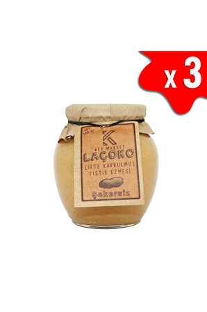 LAÇOKO 1050 Gram Şekersiz, Katkısız, Glutensiz, Vegan, Doğal Çifte Kavrulmuş Yer Fıstığı Ezmesi