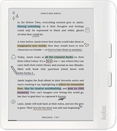 Kobo Libra Colour E-kitap okuyucu 7" Beyaz