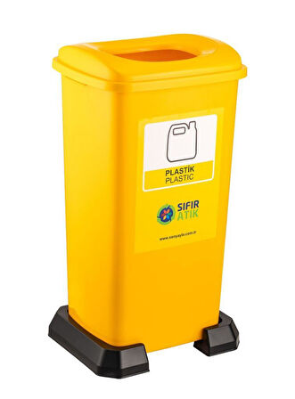 Omnipazar SY-4398 Sıfır Atık Plastik Geri Dönüşüm Çöp Kutusu 70 lt Sarı 5 Adet