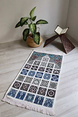 40 Yama Desenli Astarlı Lüks Seccade S1017 Gri