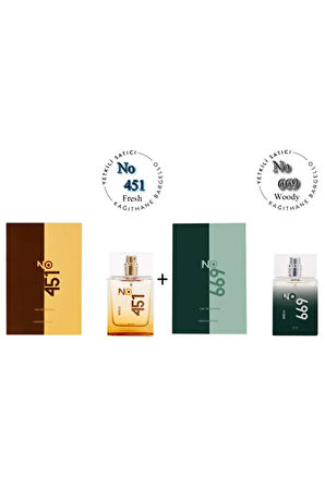 No: 451 + No:669 Unisex Parfüm Edp 50 ml Fresh / Woody - Mnms50no451669