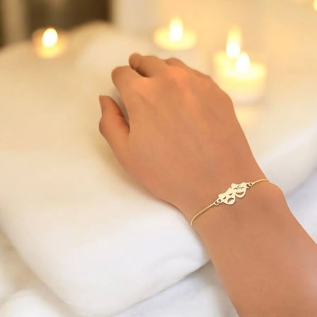 14 Ayar Altın Plakalı G Harfine Özel Gülüş ve Hüzün Maskeli Zincirli Hediye Bileklik-682