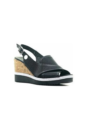 MAMMAMİA HAKİKİ DERİ KADIN DOLGU TOPUK SANDALET (36-40)  23Y D23YS-1110 Z